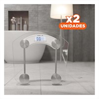 Pack2 Bascula Transparente Hexagonal de Vidrio Moderna Y+Papel Regalo